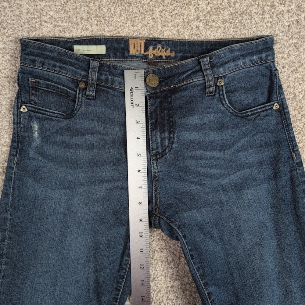 Kut from the Kloth Katy Boyfriend Jeans Dark Wash Blue Denim Size 2 - Picture 9 of 11